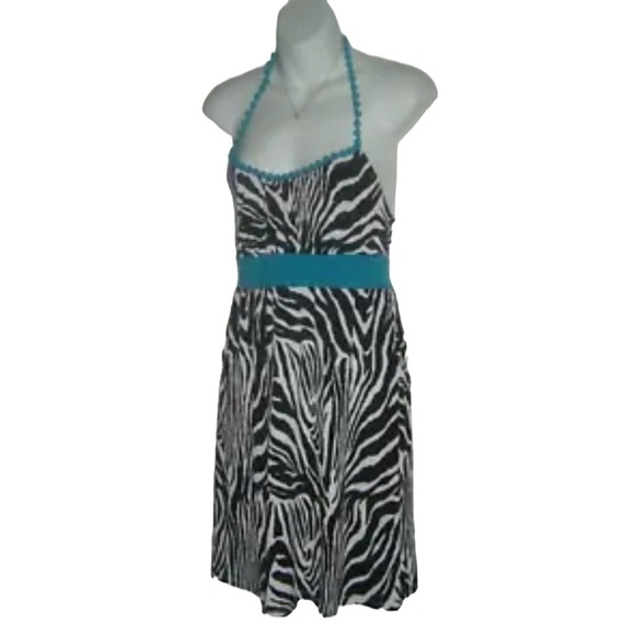 Vintage y2k Guess Jeans Dress Zebra Print Animal Mob Wife Bimbocore Trashy L 00s - Picture 4 of 12